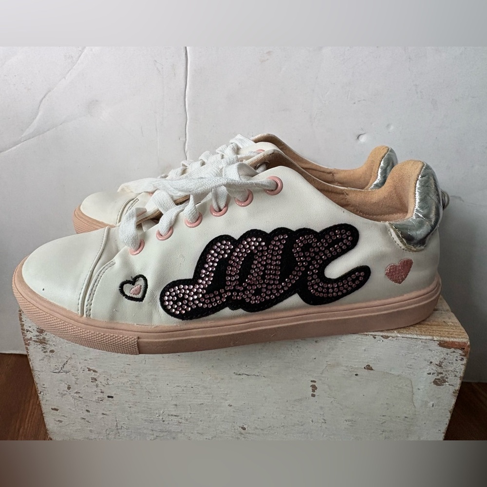 Topshop White Sneakers with Embroidered LOVE Design and pearl accent